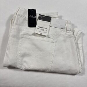 Lauren Ralph Lauren Womens 20W Relaxed Taper White Denim Jeans Non Stretch NWT